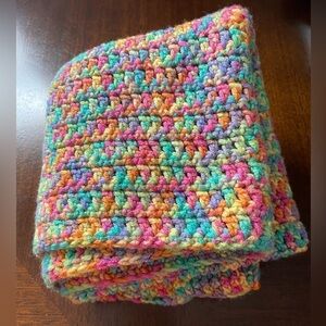 Handmade Knit baby blanket | Multi colored| 32 x 30